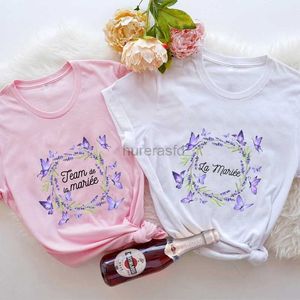 Women's T-Shirt French Wedding Bride Shower T-shirt Team Bride T-shirt Bachelor Party Top Womens Ulzzang Blouses Short Sleeve Graphic T-shirt 240323