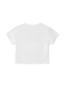 女性のTシャツ女性半袖弓ティーY2Kラウンドネックスリムフィットクロップトップ00s甘いかわいい妖精Tシャツストリートウェア