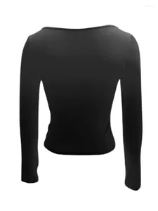 Magliette da donna Y2k Per uscire T-shirt con scollo rotondo per le donne Camicette slim fit a maniche lunghe Primavera Autunno Basic Crop Top Streetwear