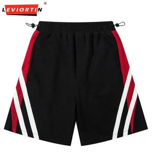 Men's Shorts Mens track shorts Y2K street clothing hip-hop striped patch work jogging shorts Harajuku fashion summer casual loose pocket sports pants J240322