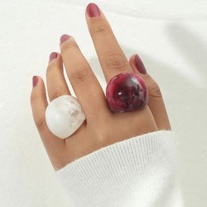 Zestaw pierścionkowy dla kobiet modna dziewczyna palec biżuteria vintage przezroczysta żywica akrylowa w winach pierścionka estetyczna punkowe prezenty podróżne Boho 240312