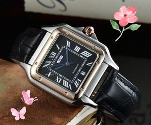 Square Roman Tank Men's Watch Top Brand Luxury Male Leather Waterproof Botton Twire Drawing Quartz Chronograph Military Master Watches orologio di lusso gifts