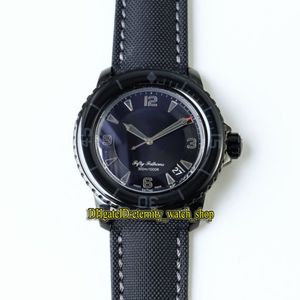 ZF Top Version Fifty Fathoms 5015-11C30-52A SAPPHIRE PVD Dark Knight Black Dial Cal 1315 Automatisk herrklocka Canvas Strap Designe2749