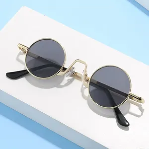 Sunglasses Retro Hip Hop Small Round For Women Men Circle Shades Metal Hippie Sun Glasses UV400 Protection Punk Eyewear