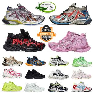 Balensiaga Runner 7 7.5 Designer-Kleiderschuhe Damen Herren Schwarz Weiß Rosa Grün Graffiti Plate-Forme Tripler Luxus-Tennisschuhe Trainer Große Größen-Turnschuhe