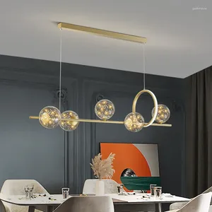 Ljuskronor nordiska led gipsophila glasbubbla ljuskrona modern matsal lampa restaurang ljus kök ö hem dekor hängande ljus