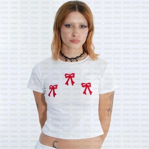 Damen T-Shirts Y2k T-Shirt Print Baby Tee 2024 Ästhetische Kawaii Mode Crop Tops Harajuku Kurzarm Emo Sommerkleidung