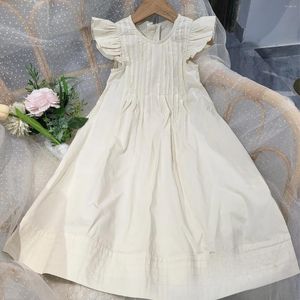 女の子のドレスガールズ服卸売2024年夏のラペルフライングスリーブドレス