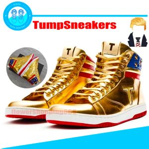 1S The Trump Shoes Gold T Buzyki 1 wysokie top męskie Designer Designer Treakers Outdoor Sports Treners Make America Great Edition Edition Rozmiar 36-46