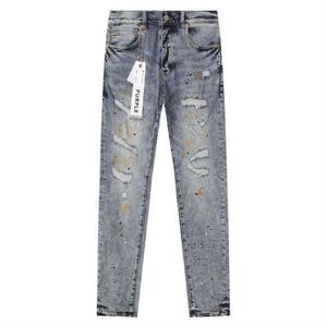 Purple Brand Jeans för män trendiga gatan nödställda och nödställda män personliga jeans