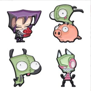 Invader ZIM Enamel Pins Custom Cartoon Dib Pig Brooches Lapel Badges Anime TV Series Jewelry Gift for Fans Friends