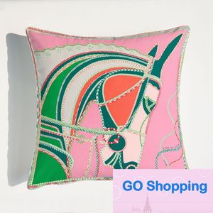 Легкая роскошная бархатная розовая подушка с дуплексным принтом, подушка для спины дивана, модель украшения комнаты, подушки для поясничной поддержки