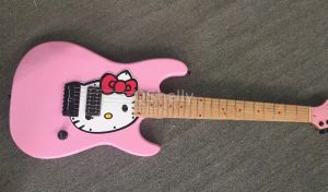 Гитарный высокий качество Qshelly Custom Pink 7 Strings Guitar Red Dot Inlays String через черный пикап милый кошачий пикгард электрогитары