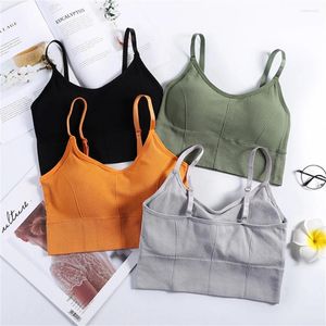 Camisoles tanques sexy sem fio bralette sem costura sutiã feminino acolchoado sleep topos em forma de v volta esportes tubo superior respirável colheita lingerie