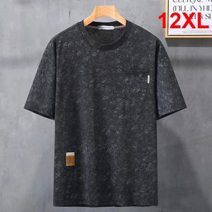 Плюс размеры 10XL 12XL футболка мужская летняя футболка с коротким рукавом винтажные топы с галстуком футболки мужские большие футболки 240313