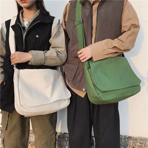 Bag canvas axel för kvinnor japansk bomullsduk stora damasäckar unisex messenger crossbody stor kapacitet på handväska