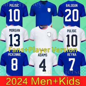 Pulisic McKennie USA Soccer Jerseys 2024 Copa America Musah Adams Ertz Altidore Press Wood Morgan Lloyd 22 23 Fotbollskjorta Camisetas usmnt Men Woman Kids Uniform
