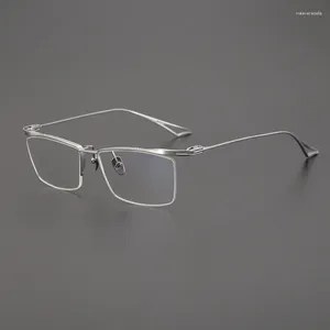 선글라스 프레임 순수 티타늄 안경 반 프레임 남성 비즈니스 근시 여성 상자 눈썹 프레임 커스텀 처방