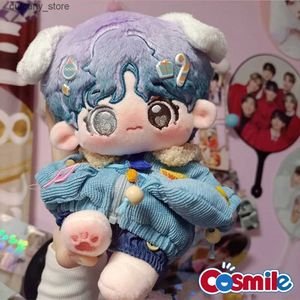 Fyllda plyschdjur Cosmi Kpop Star V Beast Ear Blue 20cm Plush Doll Toy Body Söt cosplay Props Birthday Present C QC L240322