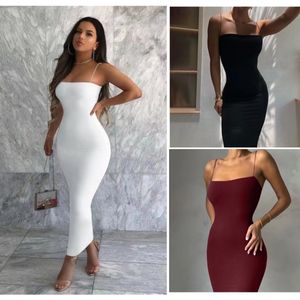 2024 Steckshion Dress Sexy Summer Party Deep Slash Neck Sleeveless Fashion Female Dress Slim Fit Wrap Hip Wear Spicy Girl Dress