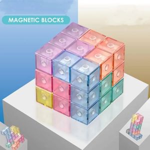 Fidget Toy Puzzle Magnetic Cube Magic blocks Soma magnet 3x3 educational toys for children kids with Building block display card