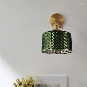 Lâmpadas de parede Luxo Verde Vidro Moderno Lâmpada Ao lado do Quarto Banheiro Espelho Interruptor de Luz Cobre Sconce Iluminação Luminaria LED