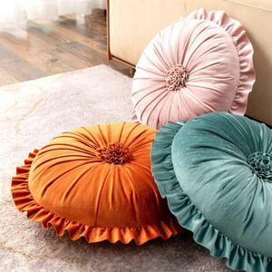 Pillow Sofa Decorative Home Pillows Retro Fluffy Soft Throw Super Ruffle Round Plush