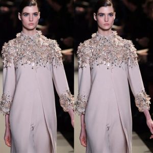 Zuhair Murad Beads سهرة فساتين السهرة عالية الياقات طويلة الأكمام حللا الحزب العباءات الرسمية مدرج الموضة