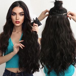 Piece Piece Aosiwig Synthetic Hair Long Straight Curly Wavy Natural Fake False Wig Female Clip In Hairpiece One Pieces for Women
