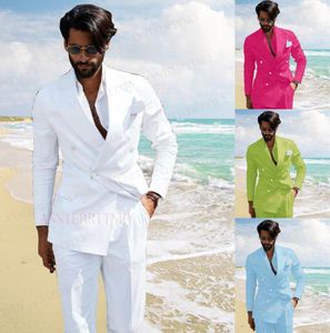 Men039s Suits Blazers 2022 Summer Men Beach Wedding Suit 2 Pieces White Linen Casual Blazer Custom Slim Fit Groom Man Tuxedo 8928981