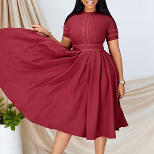 Vestido feminino grande verão novo estilo elegante bainha linha A saia manga curta