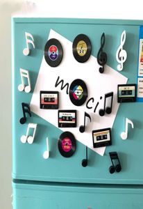 4PCS Set Creative Magnet Refrigerator Sticker Cute Nostalgia Cassette Disc 3D Magnet Sticker Tape Record Design Beautify Decor1416978