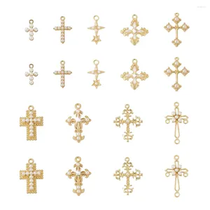 Pendant Necklaces Pandahall 18Pcs Rhinestone Cross With Star Alloy Pendants Light Gold Color Chandelier Componenent Link Charm For Jewelry