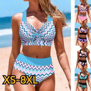 Women's Swimwear 2024 Women High Waist Tankini Summer Design Printing Swimsuit Bikini Bathing Suit Two Piece Set Beach Weart XS-8XL