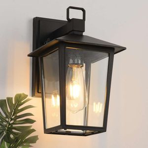 SMEike Exterior Sconce, cornice nera Montaggio, luce da parete esterna in alluminio con classe chiara, luci esterne impermeabili per casa, garage, porta anteriore