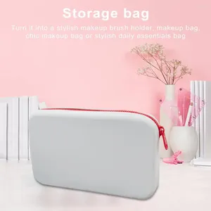 Storage Bags Bag For Makeup Capacity Silicone Cosmetic With Smooth Zipper Waterproof Organizer Travel Portable