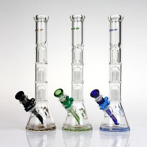 Smoking Pipes Phoenix Glass Water Bongs 7MM Beaker Bong With Ice Catcher Double 8 Tree Arms Perc 18.8mm Joint 14 Inches Recycler Shisha HookahQ240515