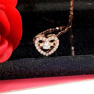 Pendant Necklaces Russian 585 Purple Gold Love Dynamic Shining Light Luxury Fashion Design Feel Plated 18K Rose Color Set Chain