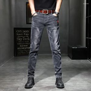 Calças de brim masculinas para homens calças de trabalho em linha reta masculino cowboy calças estiramento preto elástico luxo tendência 2024 kpop moda outono roupas