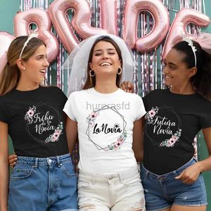 Damen T-Shirt Team Bride Tees Damen Hochzeitskleid Braut Hochzeitsparty T-Shirt 90er Spanisches Mädchen Junggesellenabschied T-Shirt Damen Top 240323