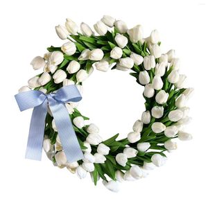 Decorative Flowers Mother's Day White Wreath Spring Decoration Farmhouse Decor Wall Home Gifts DIY Candy Cane Form
