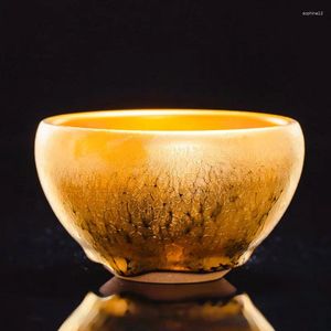 Zestawy herbaciarni | Lekki luksusowy specjalny szklanka herbaty Jianyang Gold Oil Drop Jianzhan 24K pozłacane wysokiej jakości instruktaż Master Single Bowl