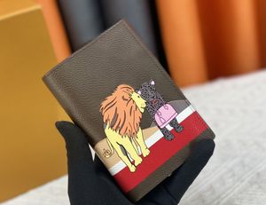 Womens Designer Walls Luxurys Passport Purse Brown-Flowe Letter Card Holders Högkvalitativa kvinnliga mode Små kopplingsväska med original Box M64502