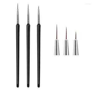 Pennelli per trucco 3 pezzi/set Pennelli per unghie sottili dipinti a mano con penna a gancio sottile Forniture per nail art Pennello per disegno Pittura acrilica in nylon