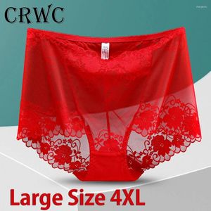 Women's Panties L-4XL Large Size Underwear Women Transparent Sexy Briefs High Waist Floral Lace Underpant Breathable Quality Erotic