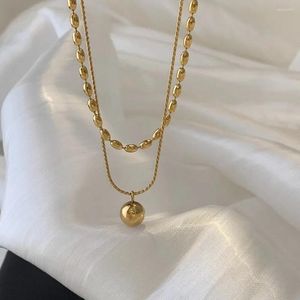 Chains Gold Color Balls Pendant Beads Stainless Steel Chain Jewelry Choker