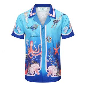 casa blanca shirts Summer New Ocean World Submarine Print Loose Hawaiian American Style Shirt