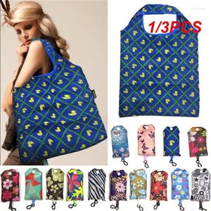 Storage Bags 1/3PCS Foldable Oxford Recycle Shopping BagEco Friendly Ladies Reusable Tote Bag Floral Fruit Vegetable Grocery Pocket