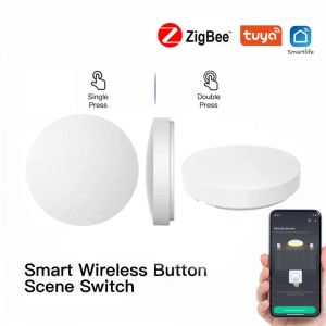 Controllo Tuya Smart Zigbee Pulsante Wireless Switch Scene Multimode Multimode Single/Double Click Switch Remote Work with Smart Life Zigbee Devices