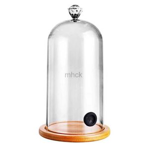 Bar Tools Plastiska rökning Cloche Hood Molecular Cuisine Dome Cover Lock med gummihål Träbas för cocktailkakedrycker K92A 240322